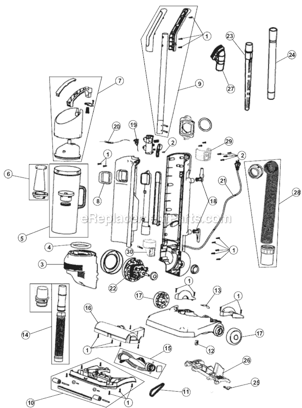 Page A Diagram and Parts List for M084615  Dirt Devil Upright Vacuum